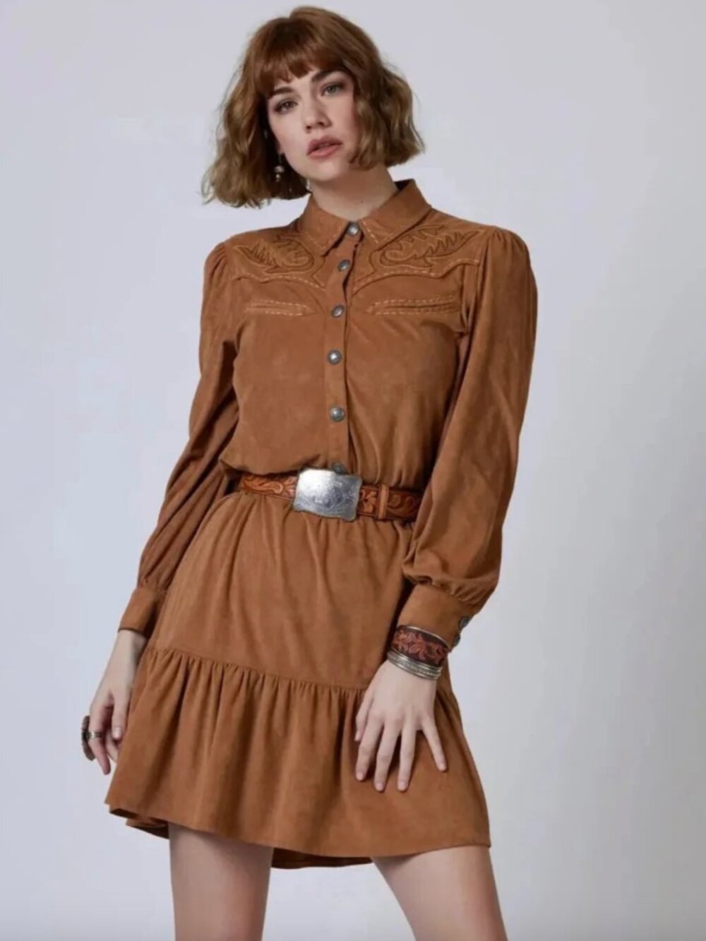 NWT Double D Ranch "Honky Tonk" Faux Suede Dress Sz S